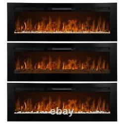 Electric Inset Fireplace Wall Mount 60 Black LED Free Standing Heater Home Decor