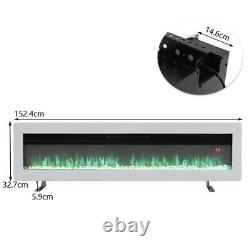 Electric Wall Mount Crystal Effect Fireplace Flat Wide Screen 9 Colour LED Flame