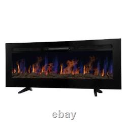 Electric Wall Mounted Fireplace 50 LED Free Standing Black Inset