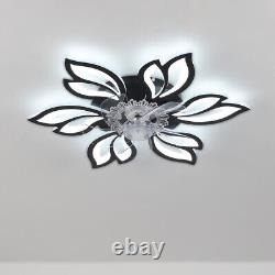 Flush Mount Ceiling Fan Light Dimmable Lamp 5 Blades Adjustable Speed App Remote