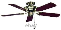 Flush Mount Ceiling fan without Lights Antique Brass 107 cm 42 Oak Cane Decor