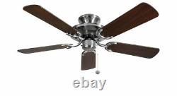 Flush Mount Ceiling fan without Lights Stainless Steel 107 cm 42 Dark Oak Decor
