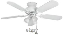 Flush mount Ceiling fan with Lights Amalfi 91cm White Ceiling fan with Pull Cord
