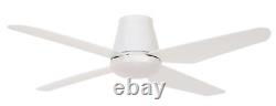 Flush mount ceiling fan with LED light and remote Aria CTC White 122 cm 48