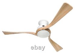 Flush mount ceiling fan with remote DC fan Eco Regento white & wood 140 cm 55
