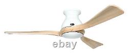 Flush mount ceiling fan with remote DC fan Eco Regento white & wood 140 cm 55