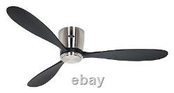 Flush mount fan no lights DC Ceiling fan with remote Eco Plano Wood Chrome Black