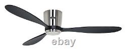 Flush mount fan no lights DC Ceiling fan with remote Eco Plano Wood Chrome Black