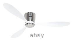 Flush mount fan no lights DC Ceiling fan with remote Eco Plano Wood Chrome White
