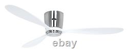 Flush mount fan no lights DC Ceiling fan with remote Eco Plano Wood Chrome White