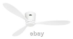 Flush mount fan no lights DC Ceiling fan with remote Eco Plano Wood White 132 cm