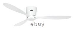 Flush mount fan no lights DC Ceiling fan with remote Eco Plano Wood White 132 cm