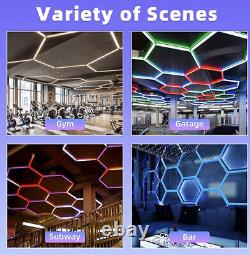 Hexagon LED Garage Light RGB Honeycomb Ceiling Lights For Workshop Gaming Room