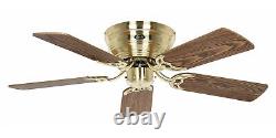 Hugger Ceiling fan Low profile Classic Flat Brass Beech Flush mount 103 cm 41
