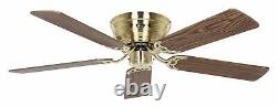 Hugger Ceiling fan Low profile Classic Flat Brass Beech Flush mount 132 cm 52