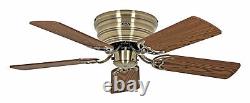 Hugger Ceiling fan Low profile Classic Flat Brass Oak Flush mount 103 cm 41