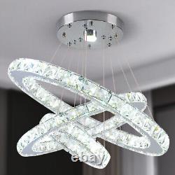 K9 Crystal 3 Ring Chandelier LED Ceiling Lights Pendant Light Dimmable withRemote