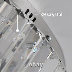 K9 Crystal Chandelier Dimmable Flush Mount LED Ceiling Light Living Room remote