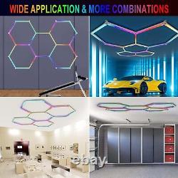 LED Hexagon Garage Light RGB Color Changing 24 Pack for Warehouse Car Detailing