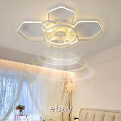 Living Room LED Ceiling Fan Light Dimmable Chandelier Lamp With Remote Control