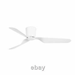 Low profile Ceiling fan with Remote Pemba White DC Fan Flush Mount Hugger Fan