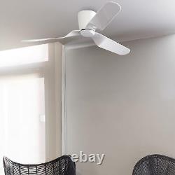Low profile Ceiling fan with Remote Pemba White DC Fan Flush Mount Hugger Fan