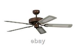 Low profile Ceiling fan without Lights Vintage style fan Bronze White Cane