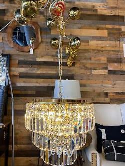 Luxury Crystal Chandelier Mini Pendant Light Gold Dimmable Flush Mount Lighting