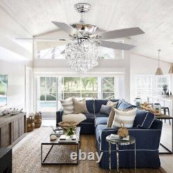 Luxury Retro Crystal Lamp Ceiling Light Living Room Ceiling Fan Remote Control
