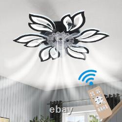 Modern Bluetooth Ceiling Fan Light Chandelier LED Lamp Dimmable Flower Lighting