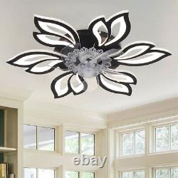 Modern Bluetooth Ceiling Fan Light Chandelier LED Lamp Dimmable Flower Lighting