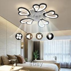 Modern Ceiling Fan Light LED Lamp Dimmable Flower Lighting Bluetooth Chandeliers