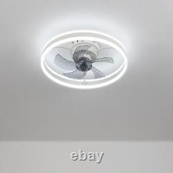 Modern Ceiling Fan with Light Flush Mounted LED Dimmable Lamp APP Remote Control