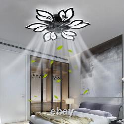 Modern Flower Shape Ceiling Fan LED Light 6 Speed Dimmable Timing 5 Blades 25.6