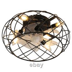 Modern LED Ceiling Fan Light Chandelier Lamp Crystal Domed Pendant With Remote