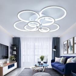 Modern Living Room Ceiling Light LED Chandelier Lamp Round Circle Ring 2-8 Heads
