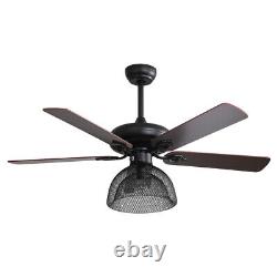Nordic Wooden Ceiling Fan With Lights Vintage Crystal/Mesh Chandelier Lampshade