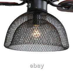 Nordic Wooden Ceiling Fan With Lights Vintage Crystal/Mesh Chandelier Lampshade