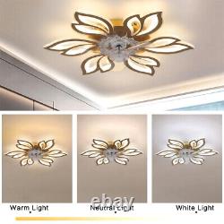 Petal Shaped Ceiling Fan Light 3-color Dimmable Led Chandeliers 2.4G APP Control