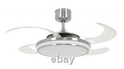 Retractable ceiling fan Fanaway LED EVO1 dimmable Chrome brushed 122 cm / 48