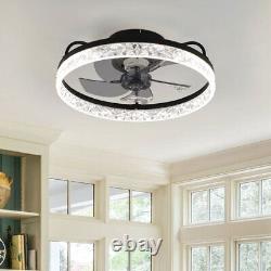 Scandinavian Circle Crystal Ring LED Ceiling Light 2in1 Celing Fan Lamp Dimmable