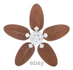 Tropical Fan style Outdoor Ceiling fan without Lights White Palm Rattan blades