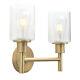 Vintage Industrial 2-Light Wall Lamp Sconce Cylinder Glass Shade Vanity Light