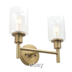 Vintage Industrial 2-Light Wall Lamp Sconce Cylinder Glass Shade Vanity Light