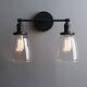 Vintage Industrial 2-Light Wall Lamp Sconce Dual Clear Glass Shade Vanity Light